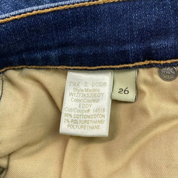 Rag & Bone Dive Skinny  High Rise Jean Eddy Sz 26 Raw Hem - Picture 5 of 10